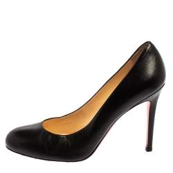 Pre Owned Christian Louboutin Black Leather New Simple Pumps Size 39.5