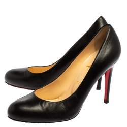 Pre Owned Christian Louboutin Black Leather New Simple Pumps Size 39.5