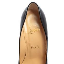 Pre Owned Christian Louboutin Black Leather Daffodile Platform Pumps Size 38