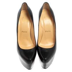 Pre Owned Christian Louboutin Black Leather Daffodile Platform Pumps Size 38