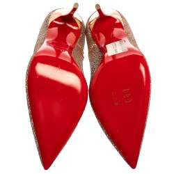 Pre Owned Christian Louboutin Metallic Bronze Sequin So Kate Pointed Toe Pumps Size 39