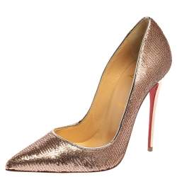 Pre Owned Christian Louboutin Metallic Bronze Sequin So Kate Pointed Toe Pumps Size 39