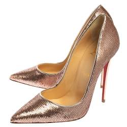 Pre Owned Christian Louboutin Metallic Bronze Sequin So Kate Pointed Toe Pumps Size 39
