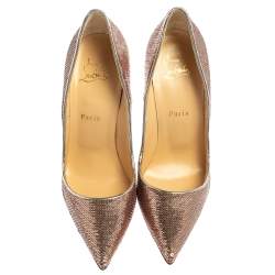 Pre Owned Christian Louboutin Metallic Bronze Sequin So Kate Pointed Toe Pumps Size 39