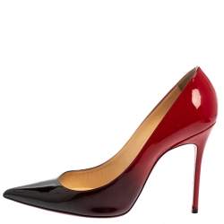 Pre Owned Christian Louboutin Black/Red Ombre Patent Leather So Kate Pumps Size 38.5