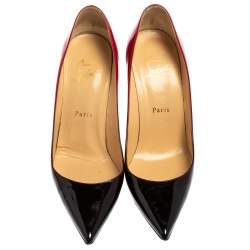 Pre Owned Christian Louboutin Black/Red Ombre Patent Leather So Kate Pumps Size 38.5