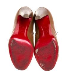 Pre Owned حذاء بوت كريستيان لوبوتان مزين إبزيم ذهبي مقدمة مفتوحة جلد بني مقاس 36