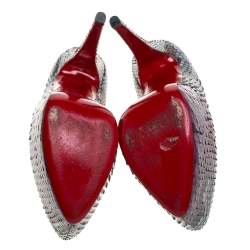 مملوكة مسبقًا حذاء كعب عالي كريستيان لوبوتان دافوديل نعل سميك جلد ثعبان متعدد الألوان مقاس 38