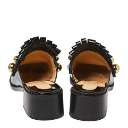 Pre Owned Christian Louboutin Black Patent Leather Octavian Mules Sandals Size 37