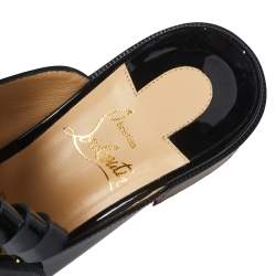 Pre Owned Christian Louboutin Black Patent Leather Octavian Mules Sandals Size 37