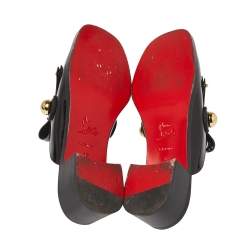 Pre Owned Christian Louboutin Black Patent Leather Octavian Mules Sandals Size 37