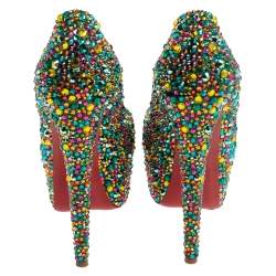 مملوكة مسبقًا Christian Louboutin Multicolor Crystal Daffodile Platform Pumps Size 38