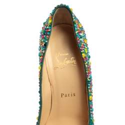 مملوكة مسبقًا Christian Louboutin Multicolor Crystal Daffodile Platform Pumps Size 38