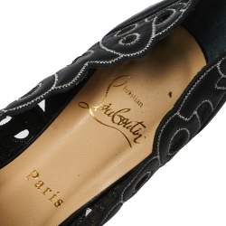 Christian Louboutin Black Letter Leather Tell Me Cutout Pumps Size 36