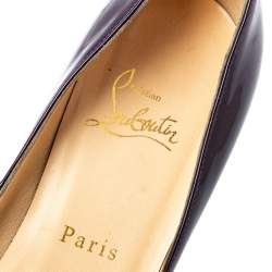 Pre Owned Christian Louboutin Purple Patent Leather Lady Peep Toe Platform Pumps Size 38