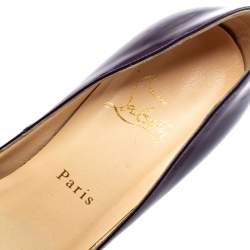 Pre Owned Christian Louboutin Purple Patent Leather Lady Peep Toe Platform Pumps Size 38