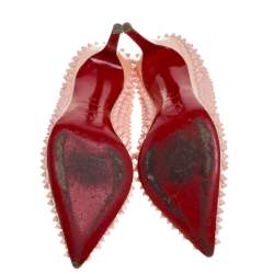 Pre Owned Christian Louboutin Pink Patent Leather Pigalle Spikes Pointed Toe Pumps Size 39