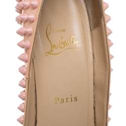 Pre Owned Christian Louboutin Pink Patent Leather Pigalle Spikes Pointed Toe Pumps Size 39