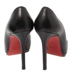 Pre Owned Christian Louboutin Black Leather Filo Platform Pumps Size 36