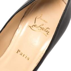 Pre Owned Christian Louboutin Black Leather Filo Platform Pumps Size 36