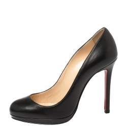 Pre Owned Christian Louboutin Black Leather Filo Platform Pumps Size 36