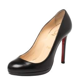 Pre Owned Christian Louboutin Black Leather Filo Platform Pumps Size 36