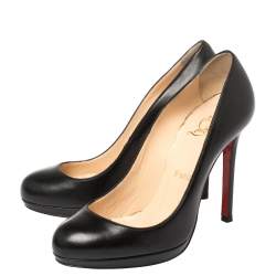 Pre Owned Christian Louboutin Black Leather Filo Platform Pumps Size 36