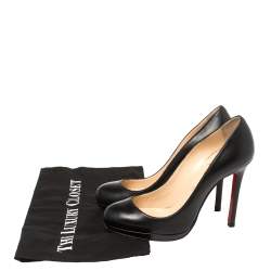 Pre Owned Christian Louboutin Black Leather Filo Platform Pumps Size 36