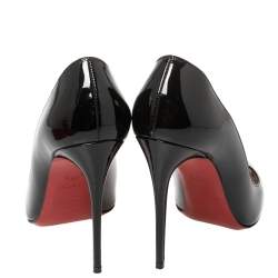 مملوكة مسبقًا Christian Louboutin Black Patent Leather Youyou Peep Toe Pumps Size 38.5