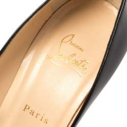 مملوكة مسبقًا Christian Louboutin Black Patent Leather Youyou Peep Toe Pumps Size 38.5