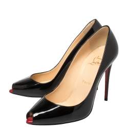 مملوكة مسبقًا Christian Louboutin Black Patent Leather Youyou Peep Toe Pumps Size 38.5