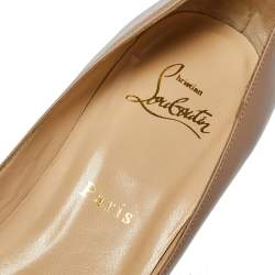 Pre Owned Christian Louboutin Beige Patent Leather Shelley Pumps Size 38