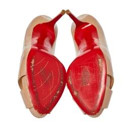 Pre Owned Christian Louboutin Beige Patent Leather Shelley Pumps Size 38