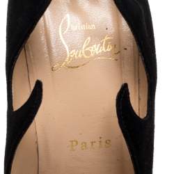 Pre Owned Christian Louboutin Black Suede Olavague Flame Pointed Toe Pumps Size 38.5