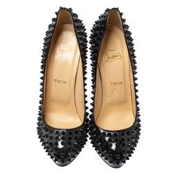 Pre Owned حذاء كعب عالى كريستيان لوبوتان سباكيس بلاتوه بيغال جلد لامع أسود مقاس 39.5