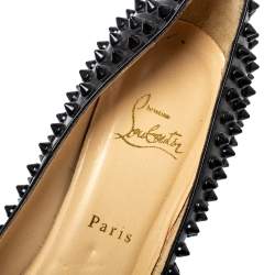 Pre Owned حذاء كعب عالى كريستيان لوبوتان سباكيس بلاتوه بيغال جلد لامع أسود مقاس 39.5