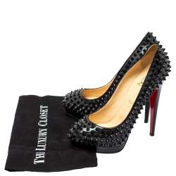 Pre Owned حذاء كعب عالى كريستيان لوبوتان سباكيس بلاتوه بيغال جلد لامع أسود مقاس 39.5