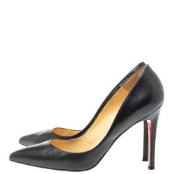 Pre Owned Christian Louboutin Black Leather Pigalle Pumps Size 38