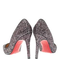 Pre Owned Christian Louboutin Multicolor Glitter Pigalle Pumps Size 38