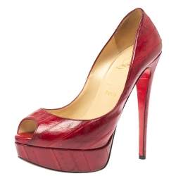 Christian Louboutin Lady Peep outlet Crepe Satin Platform Pumps Size: 39