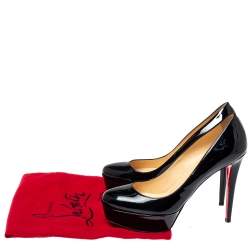 Pre Owned Christian Louboutin Black Patent Leather Bianca Platform Pumps Size 41