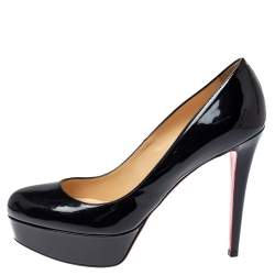Pre Owned Christian Louboutin Black Patent Leather Bianca Platform Pumps Size 41