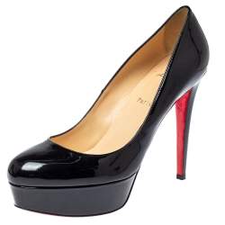 Pre Owned Christian Louboutin Black Patent Leather Bianca Platform Pumps Size 41