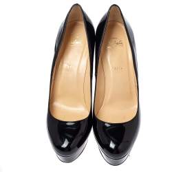 Pre Owned Christian Louboutin Black Patent Leather Bianca Platform Pumps Size 41