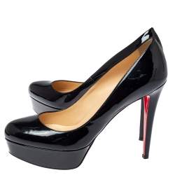 Pre Owned Christian Louboutin Black Patent Leather Bianca Platform Pumps Size 41
