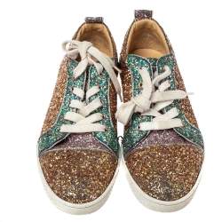 مملوكة مسبقًا Christian Louboutin Tricolor Glitters Louis Junior Orlato Low Top Sneakers Size 38