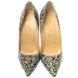 Pre Owned حذاء كعب عالي كريستيان لوبوتان "سو كات" جلد ثعبان أبيض و أسود مقاس 38.5