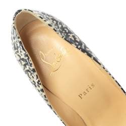 Pre Owned حذاء كعب عالي كريستيان لوبوتان "سو كات" جلد ثعبان أبيض و أسود مقاس 38.5