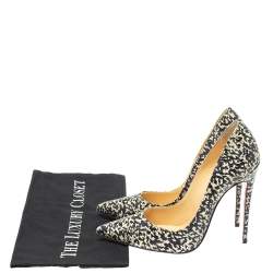 Pre Owned حذاء كعب عالي كريستيان لوبوتان "سو كات" جلد ثعبان أبيض و أسود مقاس 38.5