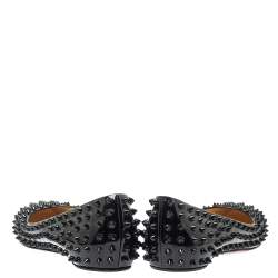 Pre Owned Christian Louboutin Black Patent Leather Pigalle Spike Flats Size 39.5